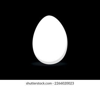 Vector white egg on a black background. Stylish flat style concept illustration of Easter white contrast egg for your design.