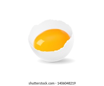 Vector white egg smashed against a white background. Realistic, 3d