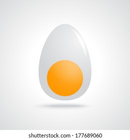 Vector White Egg Yellow Yolk on White Background with Shadow