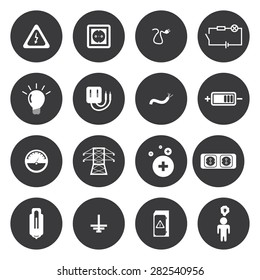 Vector white electricity icons set