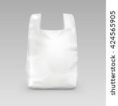 Vector White Empty Disposable Plastic Shopping Bag with Handles Close up Isolated on Background