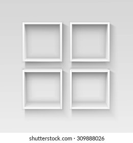 Vector White Empty Shelf Shelves Isolated on Wall Background