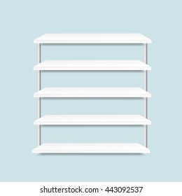 Vector White Empty Shelf Shelves Isolated on Wall Background