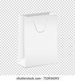 Vector white empty shopping paper bag. Graphic mockups for design