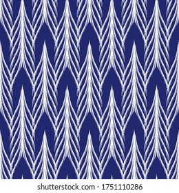 vector white ethnic feather seamless pattern on blue