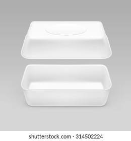 Vector White Fast Food Box Container Packaging Package Packing Pack Isolated on Background