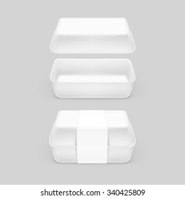 Embalaje de envase de envase de envase de caja rápida blanco vectorial Aislado en segundo plano