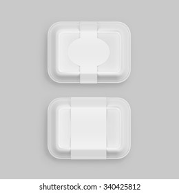 Vector White Fast Food Box Container Packaging Package Packing Pack Isolated on Background