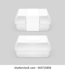 Embalaje de envase de envase de envase de caja rápida blanco vectorial Aislado en segundo plano