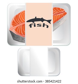 Vector White Fast Food Box Container, fish steak