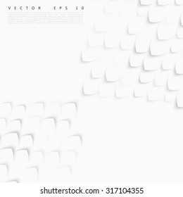 Vector white fish, scales. Abstract background and shadow 