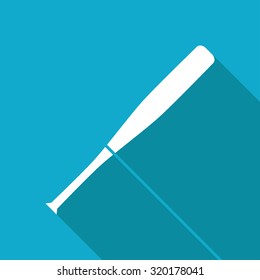 Vector white flat baseball bat icon on blue background 