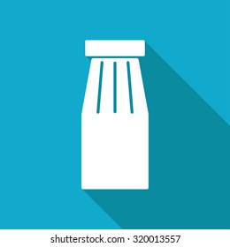 Vector white flat bottle with juice template on blue background 