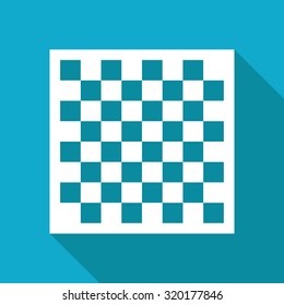 Vector white flat checkers board icon on blue background 