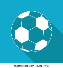Vector white flat football icon on blue background 