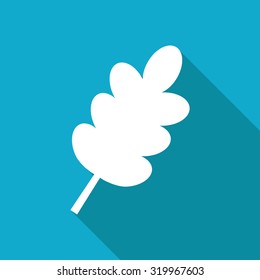 Vector white flat leaf icon on blue background 