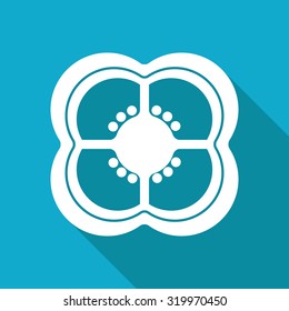 Vector white flat pepper slice icon on blue background 