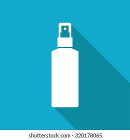 Vector white flat sprayer bottle on blue background 