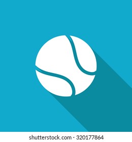 Vector white flat tennis ball icon on blue background 