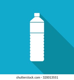 Vector white flat water bottle on blue background 