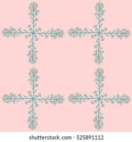 Vector white flower doodle hand write seamless pattern on pink backgrounds