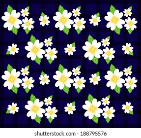Vector of White Flower on Blue Background