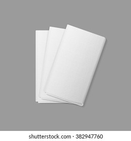 Vector White Folded Rectangular Napkins Top View Isolated on  Background. Table Setting