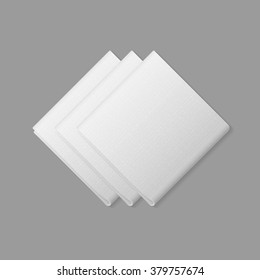 Vector White Folded Square Napkins Top View Isolated on Background. Table Setting