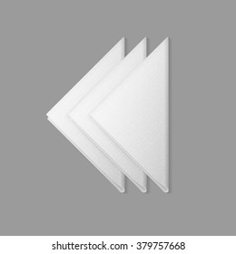 Vector White Folded Trianglular Napkins Top View Isolated on  Background. Table Setting