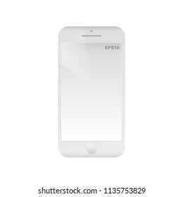 
Vector white frame mobile phone with empty screen. Isolated abstract smartphone device icon. Modern simple flat telephone. 