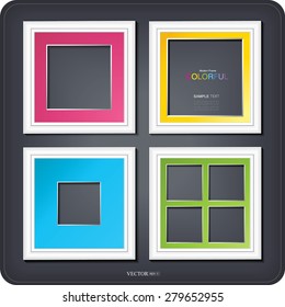 vector white frame picture colourful set 