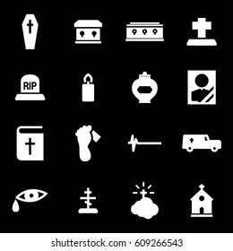 Vector white funeral icons set