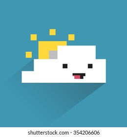 Vector White Funny Clouds Smile Background Texture Blue Sky Wallpaper Icon