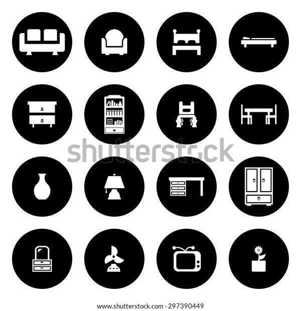 Vector White Furniture Icon Set On Stock Vector (Royalty Free) 297390449