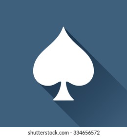 Vector white game spade icon on dark background 