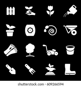 Vector white gardening icons set