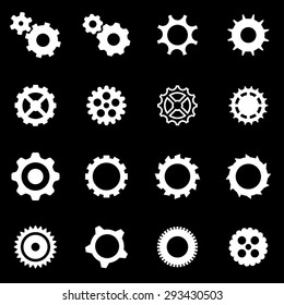 Vector white gear icon set.