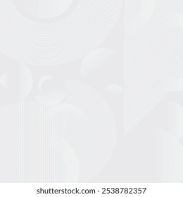A textura abstrata geométrica branca do vetor sobrepõe a camada no espaço brilhante. Decoração de efeito de linhas para banner. Elementos de círculos de design gráfico.