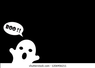 Vector White Ghost Boo!! Wallpaper with black background