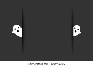 Vector white Ghost hiding Wallpaper with black background