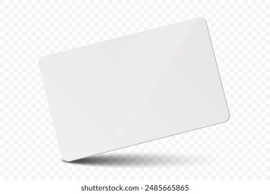 Vector White Gift Card, Certificate, Guest Room, Plastic Hotel Apartment Keycard, ID Card, Sale, Credit Card Design Template for Mockup, Branding. Top View