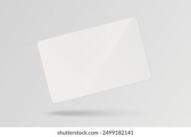 Vector White Gift Card, Certificate, Guest Room, Plastic Hotel Apartment Keycard, ID Card, Sale, Credit Card Design Template for Mockup, Branding. Top View