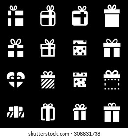 Vector white gift icon set.