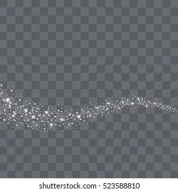 Vector White Glitter Particles Background Effect For Luxury Greeting Rich Card. Sparkling Texture. Star Dust Sparks In Explosion On Black Background.
