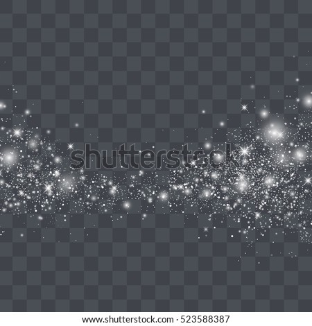 Vector white glitter particles background effect for luxury greeting rich card. Sparkling texture. Star dust sparks in explosion on black background.