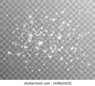 Vector white glitter particles. Glittering texture. Star dust spark explosion on a black background.