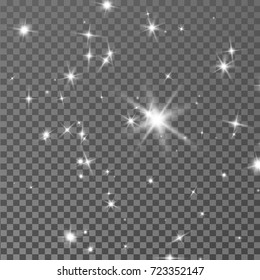 Vector white glitter stars background effect for luxury card. 