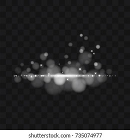 Vector white glitter trail particles background effect for luxury greeting rich card. Sparkling texture. Star dust sparks in explosion on black background. Use for your product element.