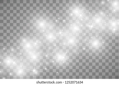 Vector white glitter wave abstract illustration. White star dust trail sparkling particles isolated on transparent background. Magic concept