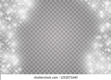 Vector white glitter wave abstract illustration. White star dust trail sparkling particles isolated on transparent background. Magic concept